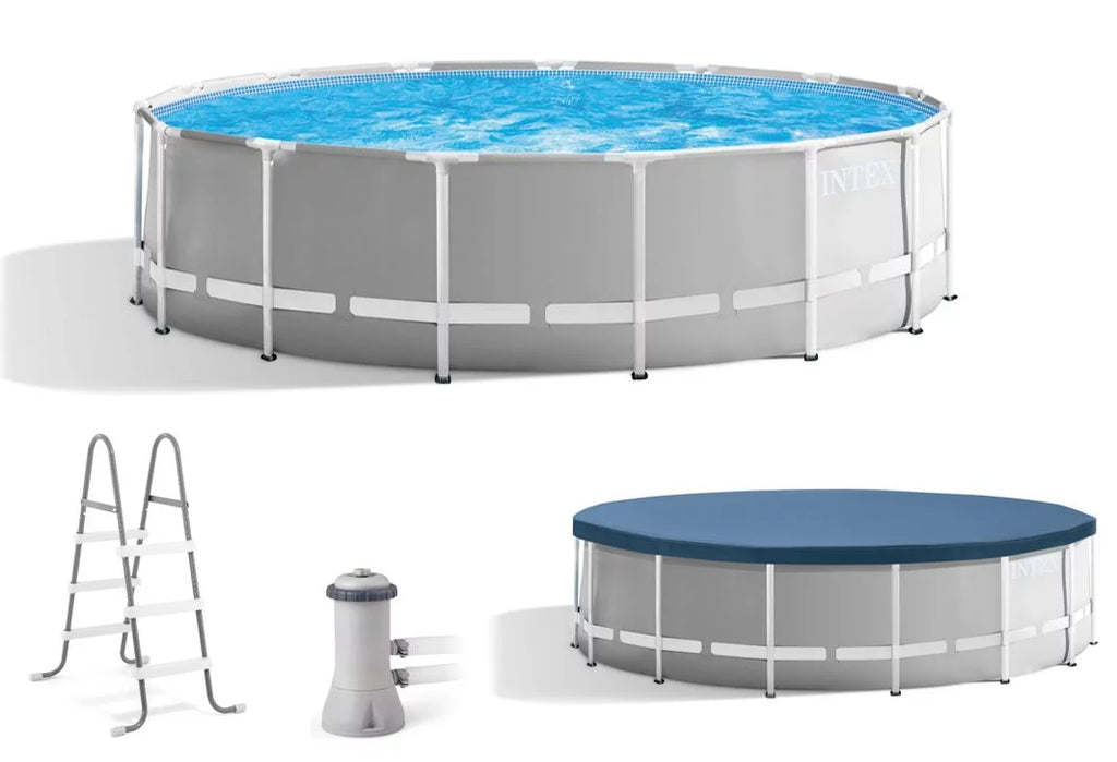 15 Foot x 42 Inch Prism Frame Above Ground Swimming Pool Set with Filter L522