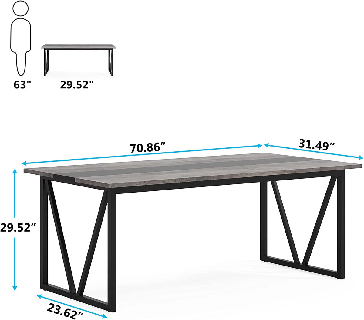 70.8 inch Gray Wood Dining Table X420429