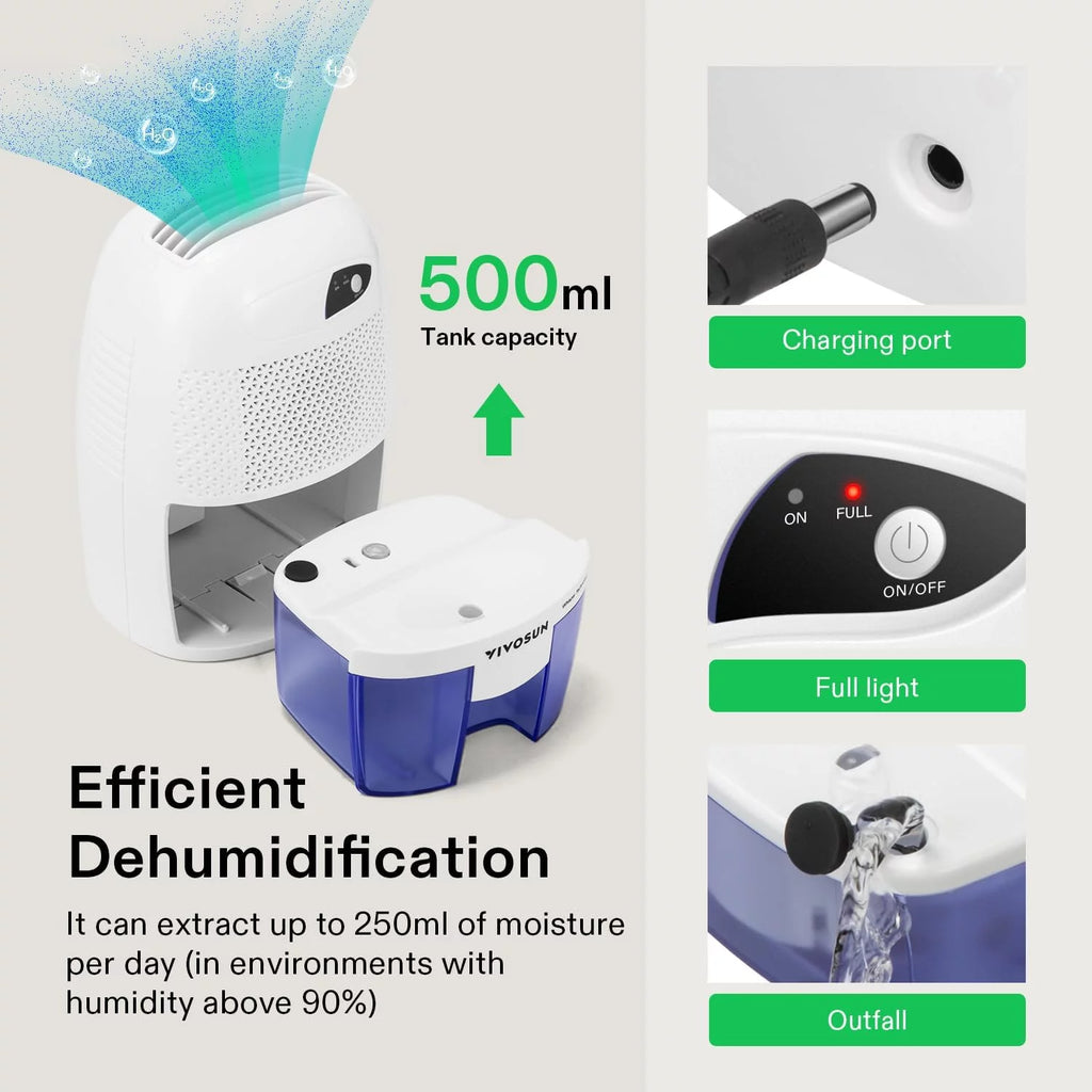 Electric Mini Dehumidifier with 500ML Water Tank O37535