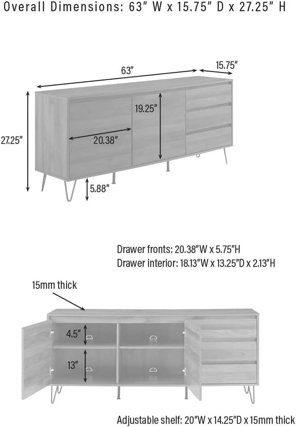 Brown Oak Record Storage Sideboard A55968