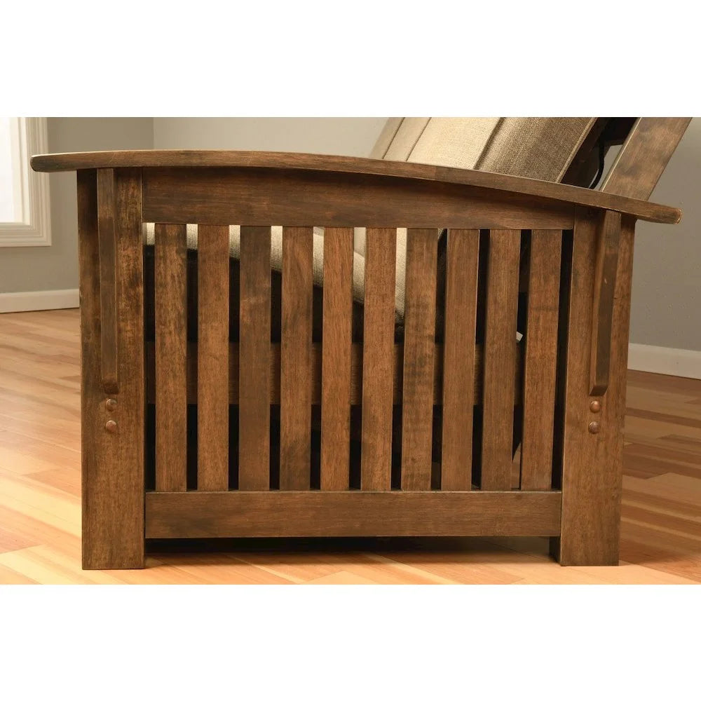 Walnut Futon Frame with Mattress & Storage Drawers Full Size N653413