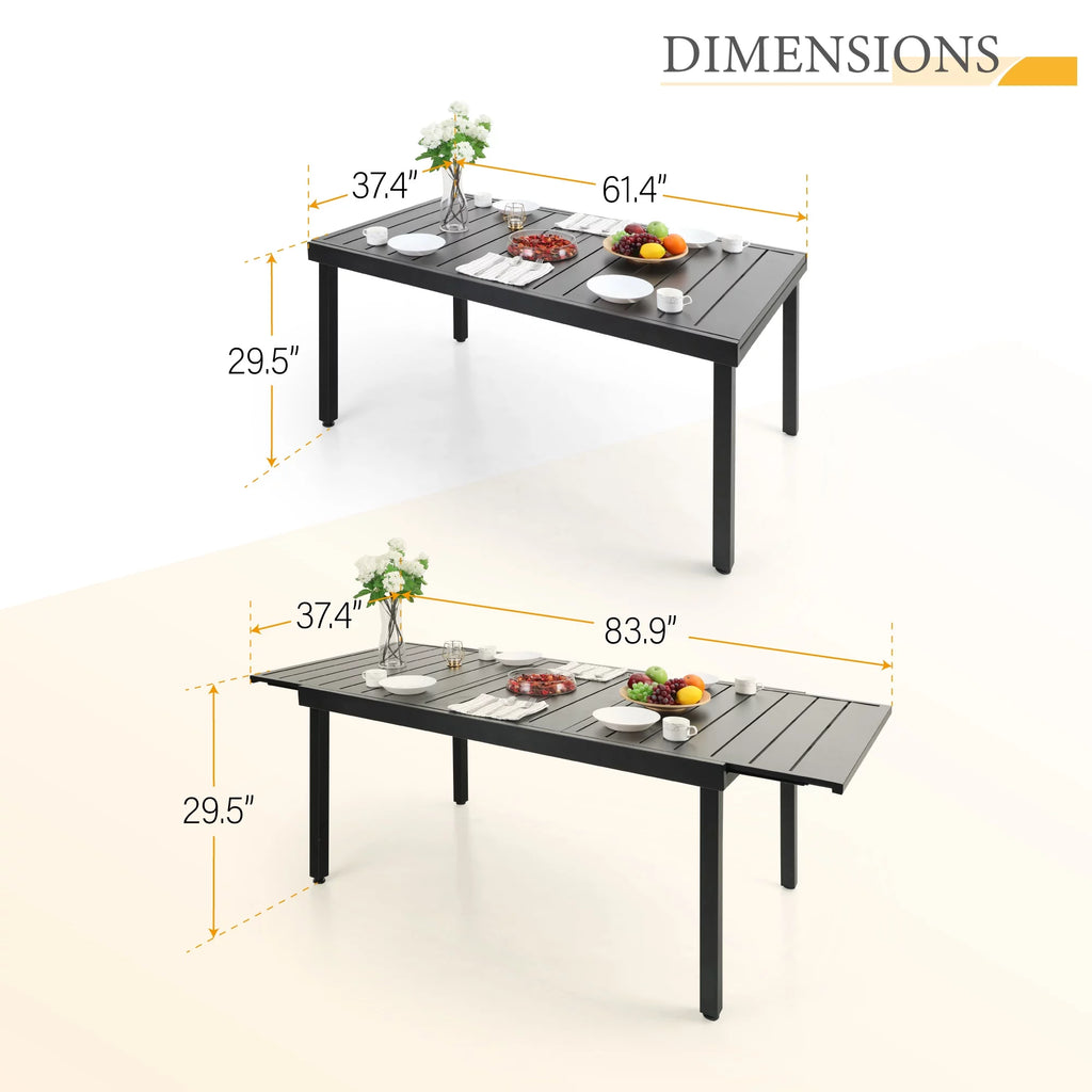 7 Pieces Outdoor Patio Dining Set with 6 Textilene Chairs and Extendable Dining Table T993