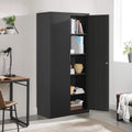 Metal Storage Cabinet with Doors and Shelves Black O468359