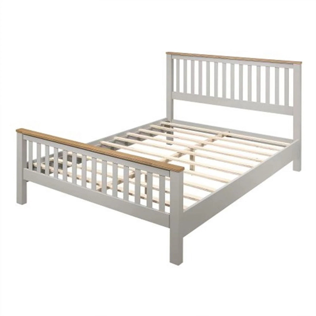 Gray Solid Platform Queen Bed with Oak Top G96741