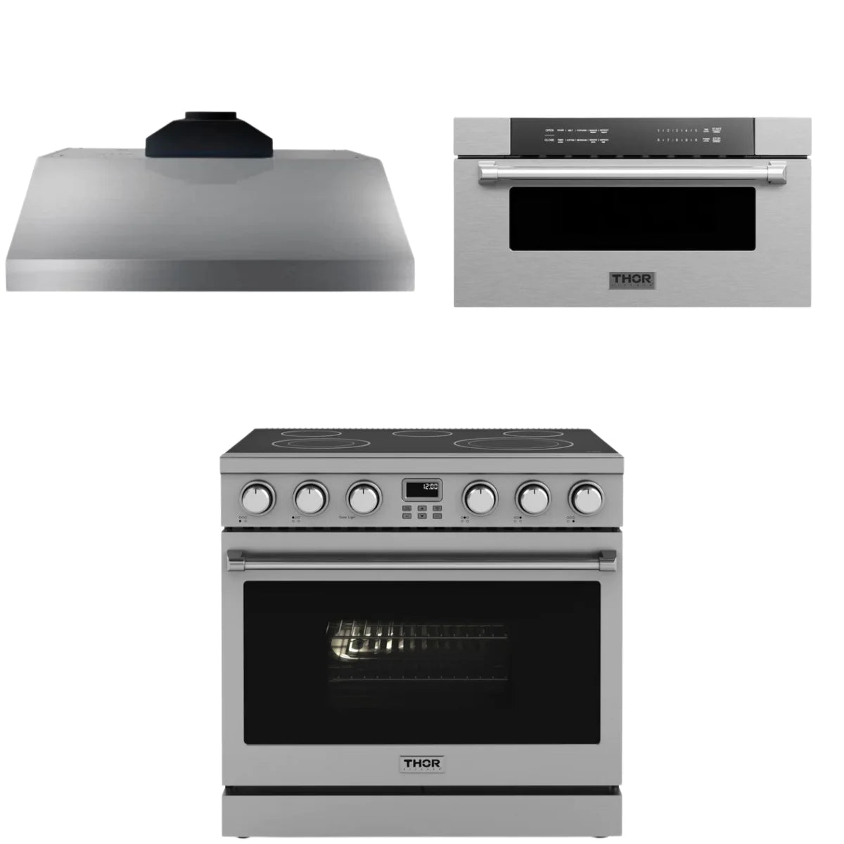 36 Electric Range, Range Hood and Microwave V15819