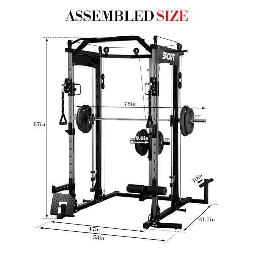 Multi-Functional Power Cage with Cable System 1600LBS Capacity Black Y642