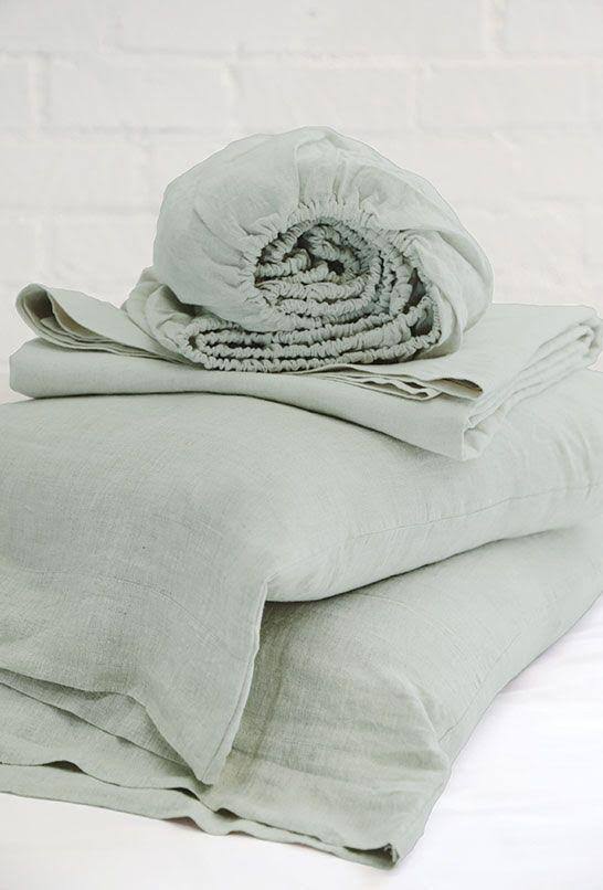 Sage Linen Twin Sheet Set V41936