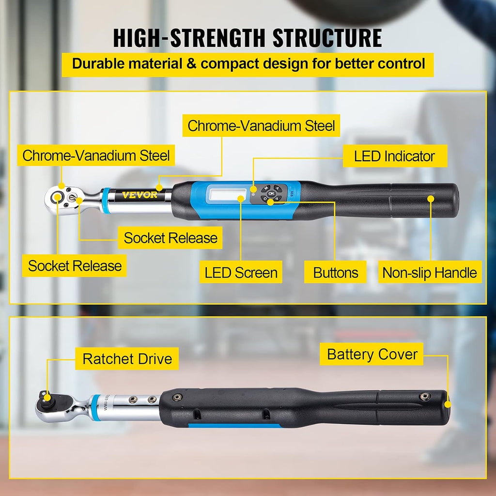 3/8 Drive Digital Torque Wrench with Socket Set & Case Q82827