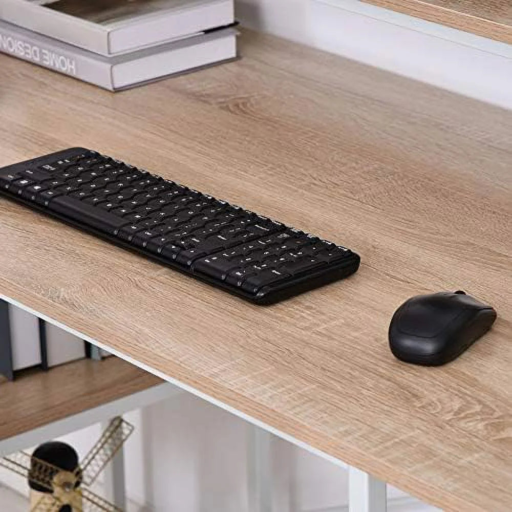55 Inch Oak Wood Grain Computer Desk with Shelves R5615