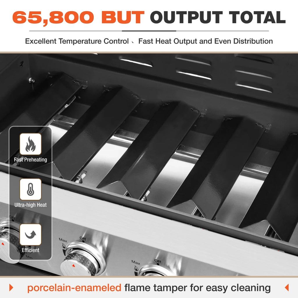 6 Burner Propane Gas Grill with Side Burner Stainless Steel A932826