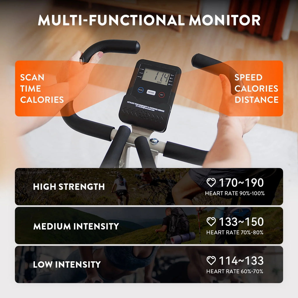 Upright Folding Magnetic Exercise Bike with Arm Resistance Bands Y46262