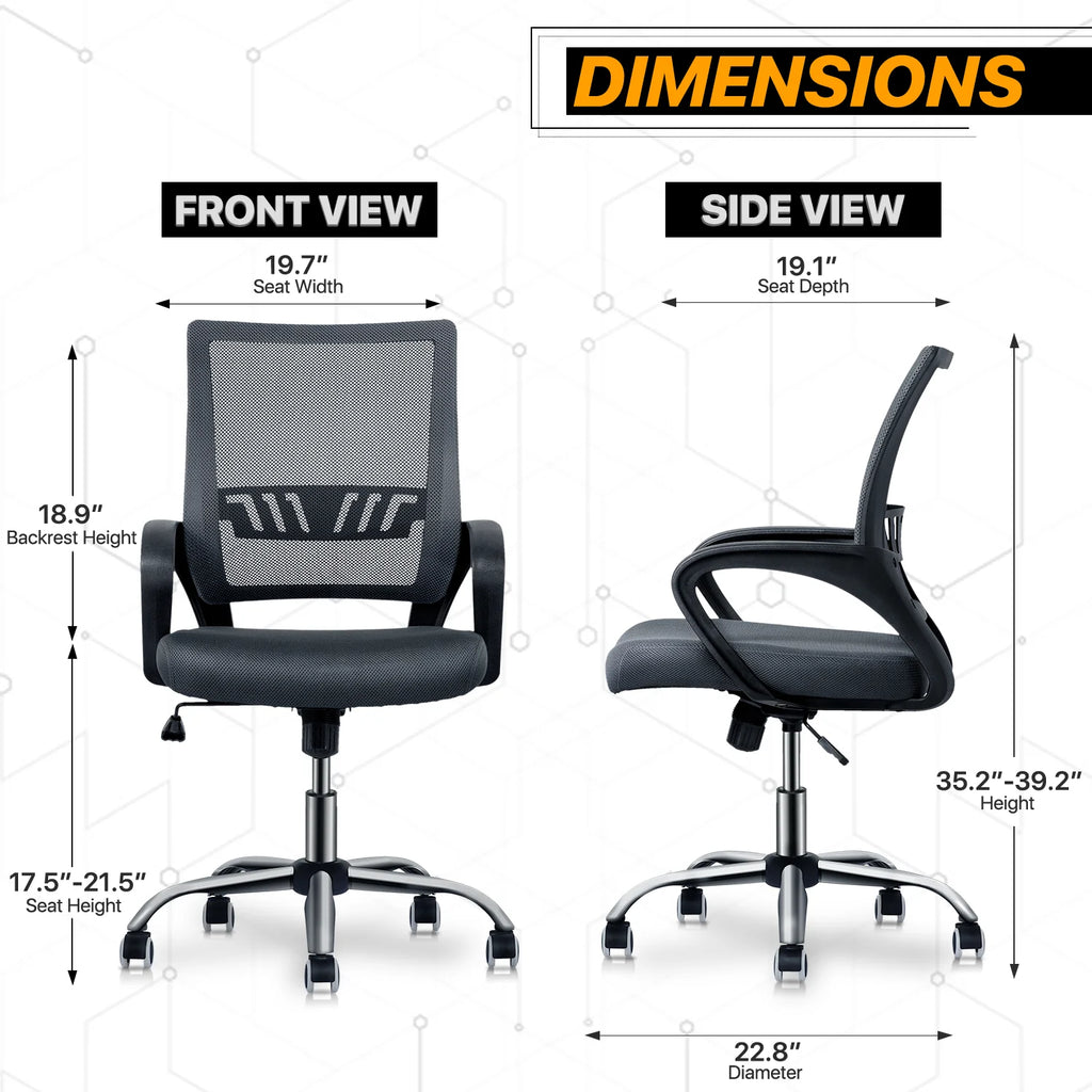 Grey Mesh Ergonomic Office Chair with Lumbar Support T25894