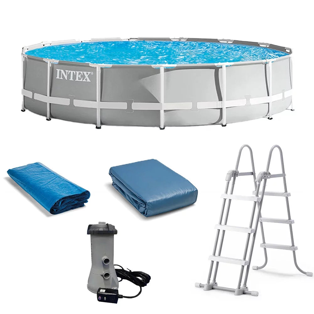15 Foot x 42 Inch Prism Frame Above Ground Swimming Pool Set with Filter L522