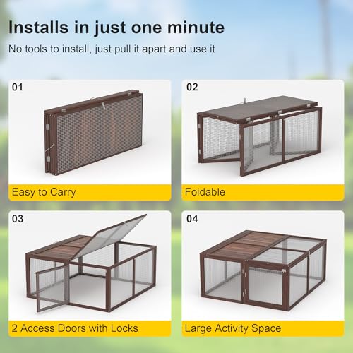 Wooden Folding Chicken Coop with 2 Accesses J899