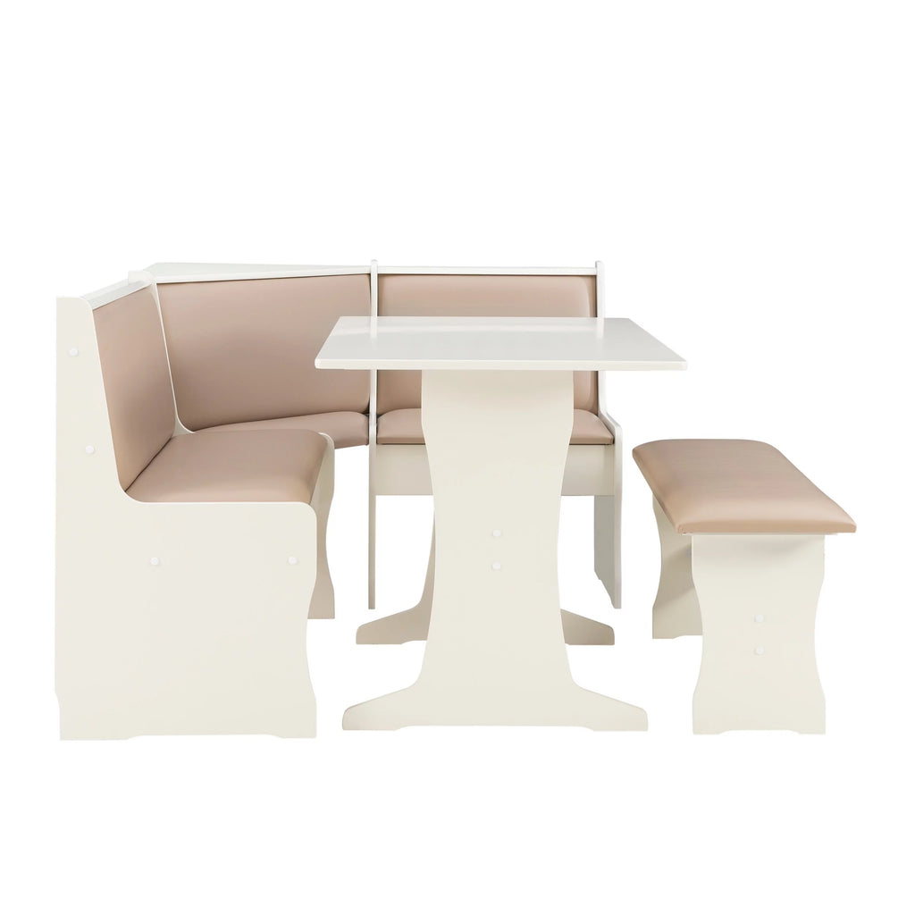 Tan Dining Table and Bench Set with Storage E15117