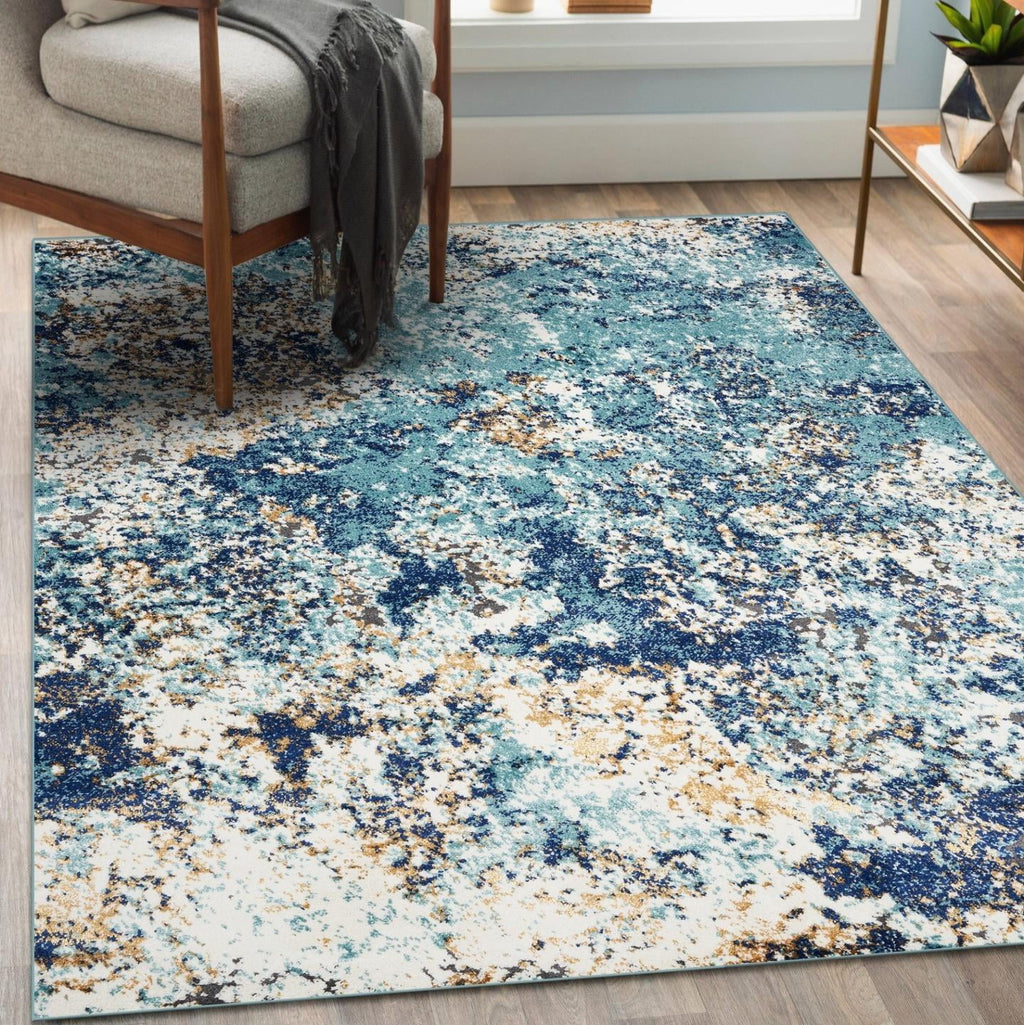 Modern Abstract Area Rug Blue 2x3 X3776