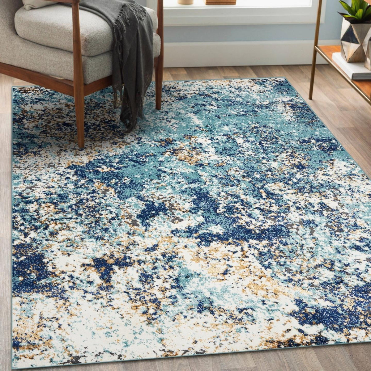 Modern Abstract Area Rug Blue 2x3 X3776