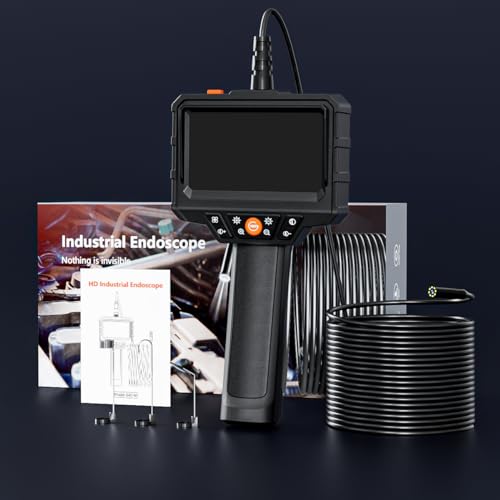 Handheld Borescope 4.3'' HD 1080P Endoscope with 50ft Semi-Rigid Cable I7202