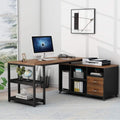 55 Inch L-Shaped Computer Desk with Drawers I8284