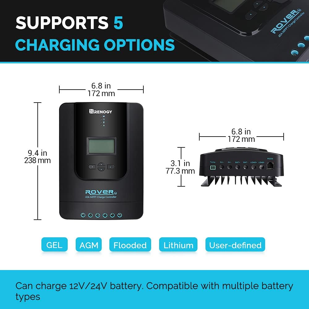 400 Watt 12 Volt Monocrystalline Solar Starter Kit with 4 Pcs 100W Solar Panel and 40A MPPT Charge Controller X247938