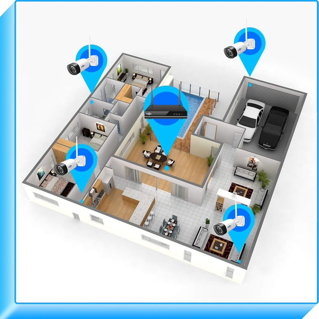 WiFi Security Camera System 8CH 3 Megapixels IP66 Waterproof X49520