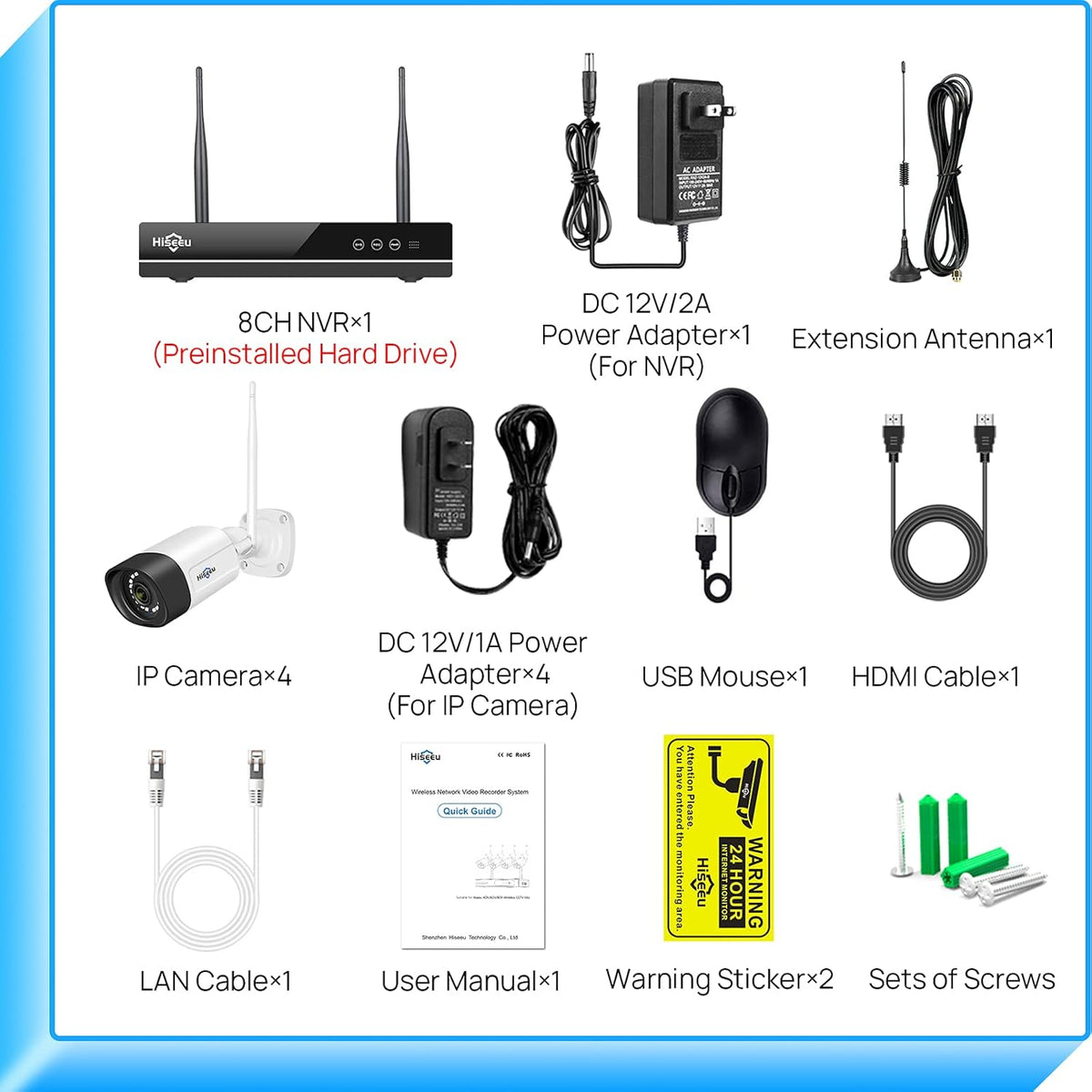 WiFi Security Camera System 8CH 3 Megapixels IP66 Waterproof X49520