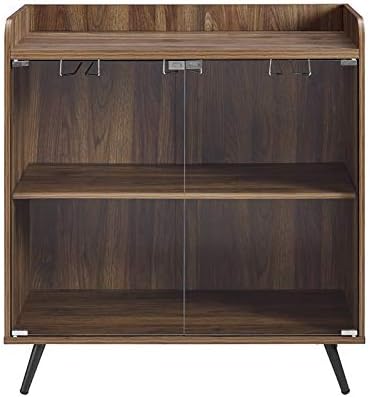 30 Glass Door Bar Cabinet in Dark Walnut F6104