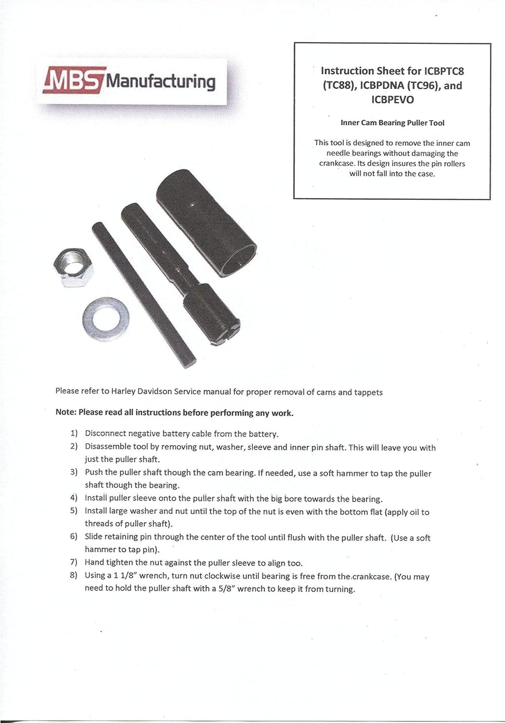 Twin Cam Inner Cam Bearing Installer and Puller Set U6685
