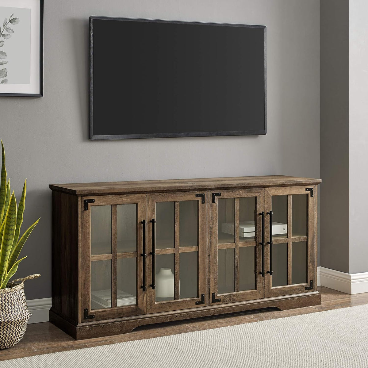 White 48 Inch Wood Buffet Sideboard Storage Cabinet Q8089