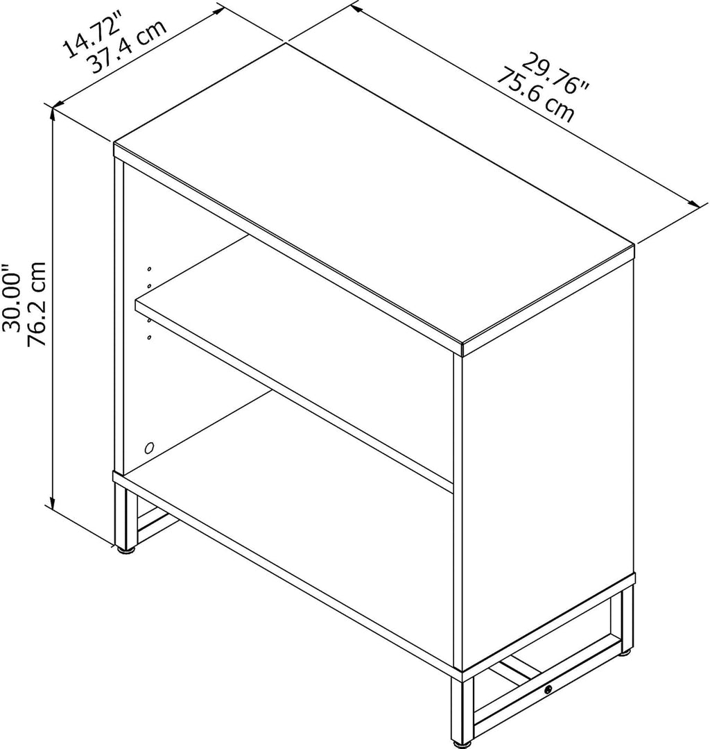 Storm Gray 2 Shelf Bookcase Cabinet Q715651