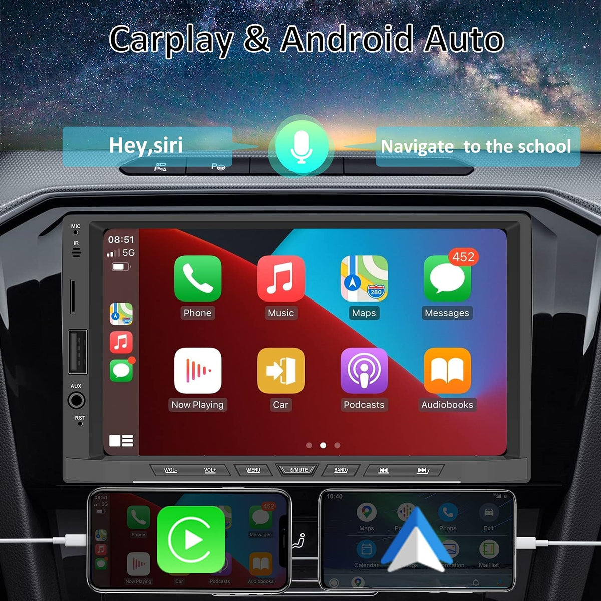 Double Din 7 Inch Touch Screen Car Stereo with Backup Camera G43687