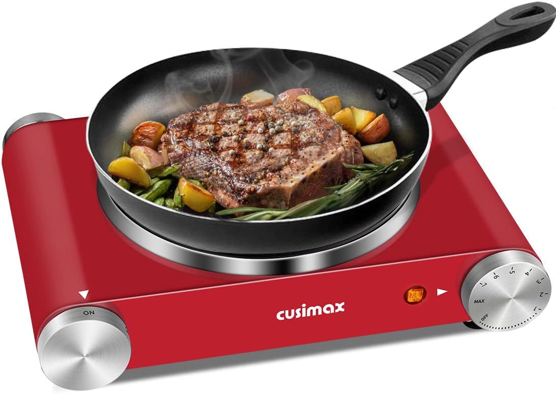 Double Burner 1800W Electric Hot Plate, Black Stainless Steel S633