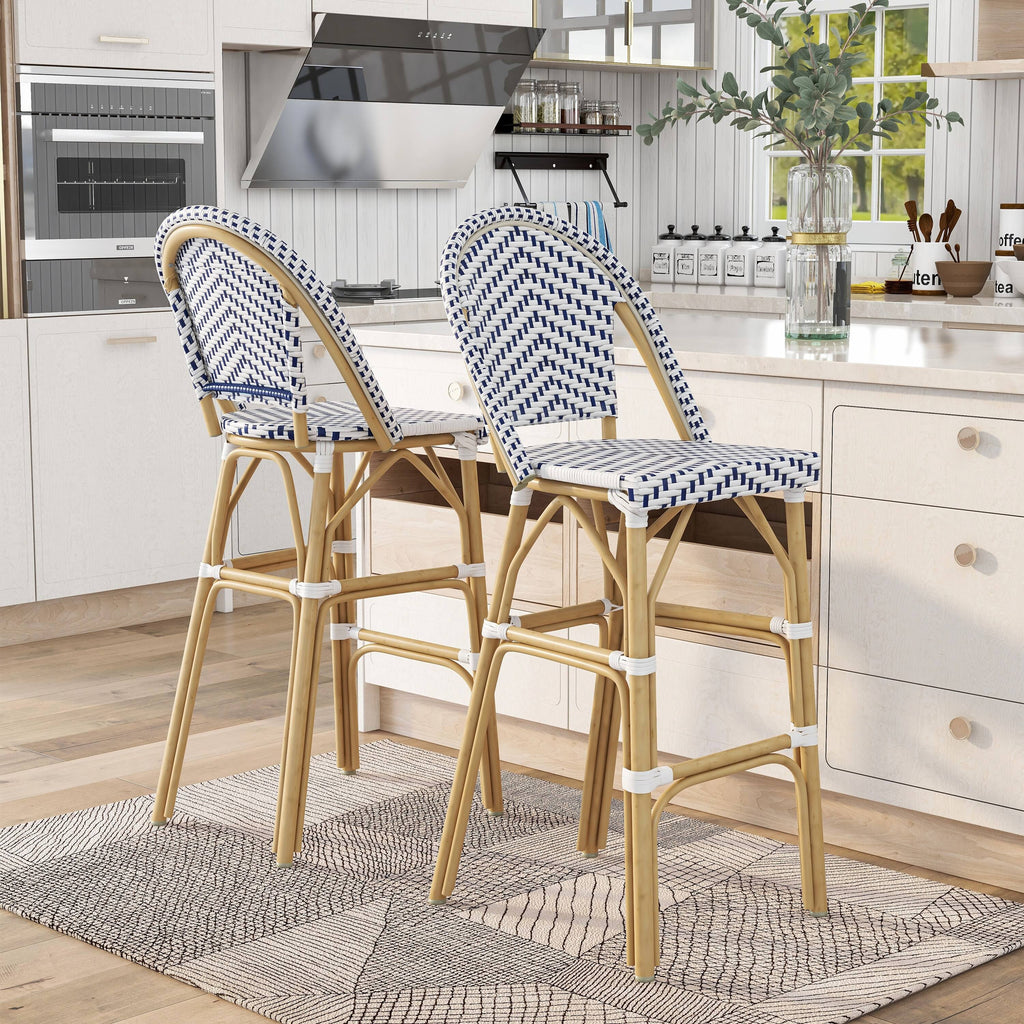 Natural Tone Patio Bar Chairs Set of 2 D77771