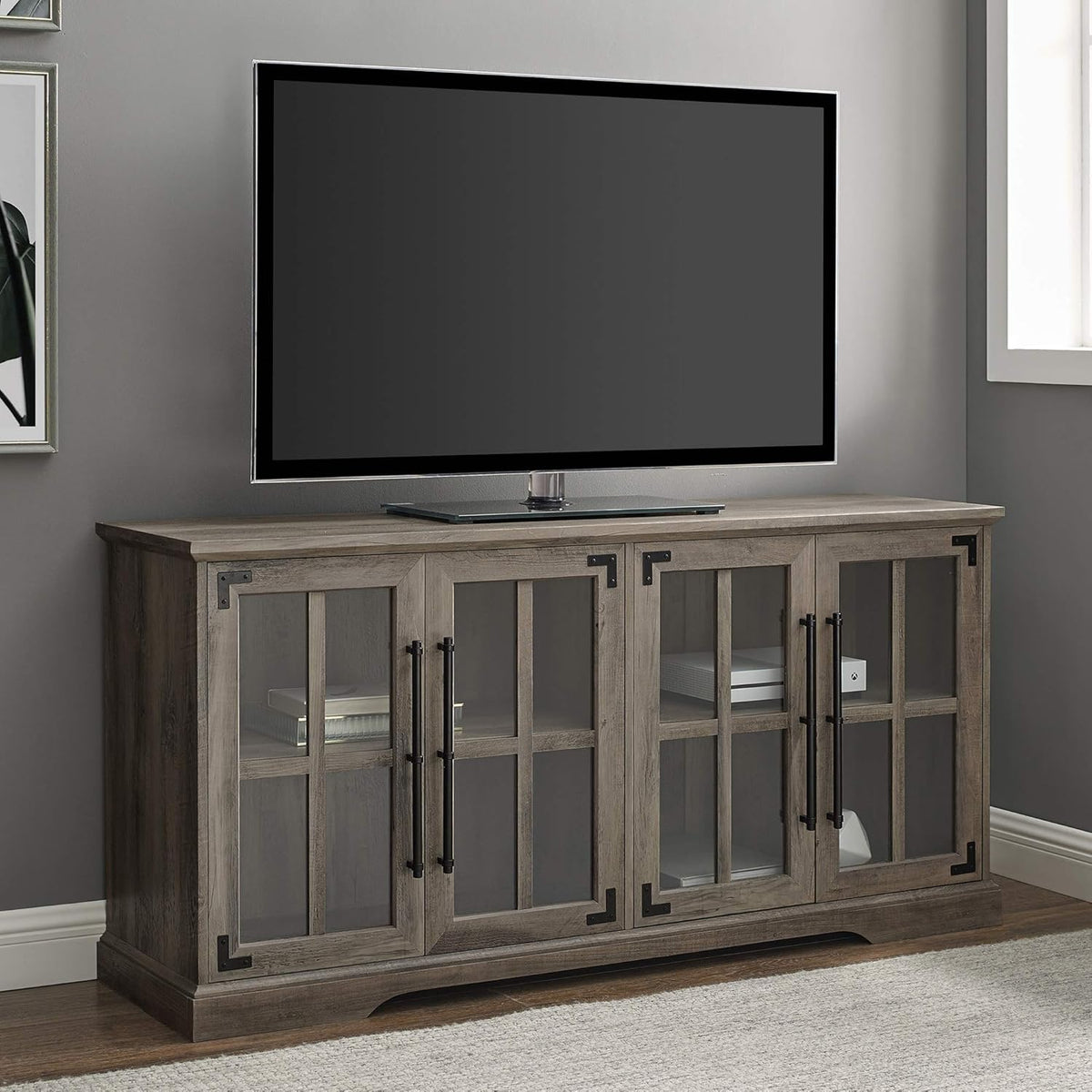 White 48 Inch Wood Buffet Sideboard Storage Cabinet Q8089