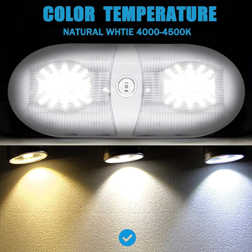 650 Lumens 12V LED Ceiling Dome Light with ON/Off Switch, Natural White 4000-4500K, Pack of 5 C9453