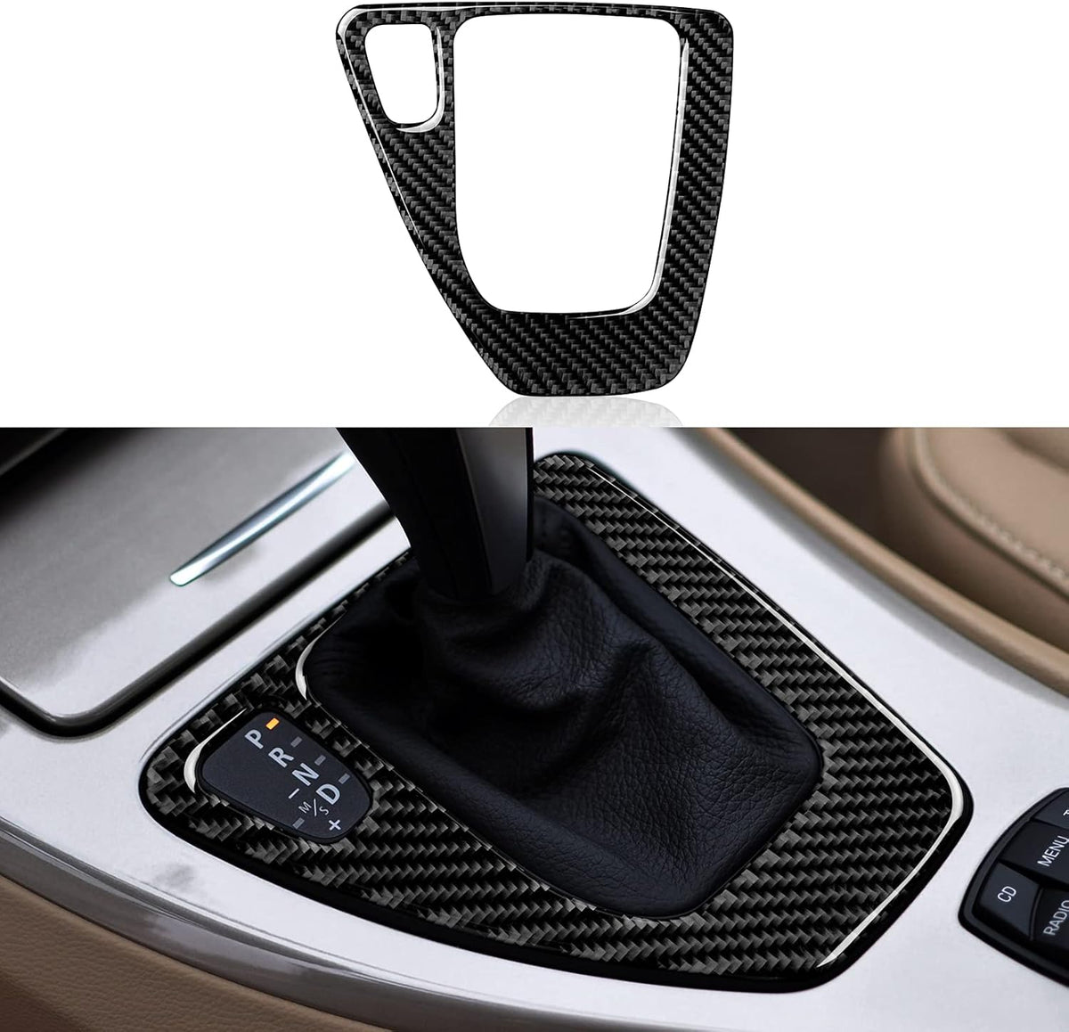 Carbon Fiber Gear Shift Panel Sticker Decal Trim Cover U119414