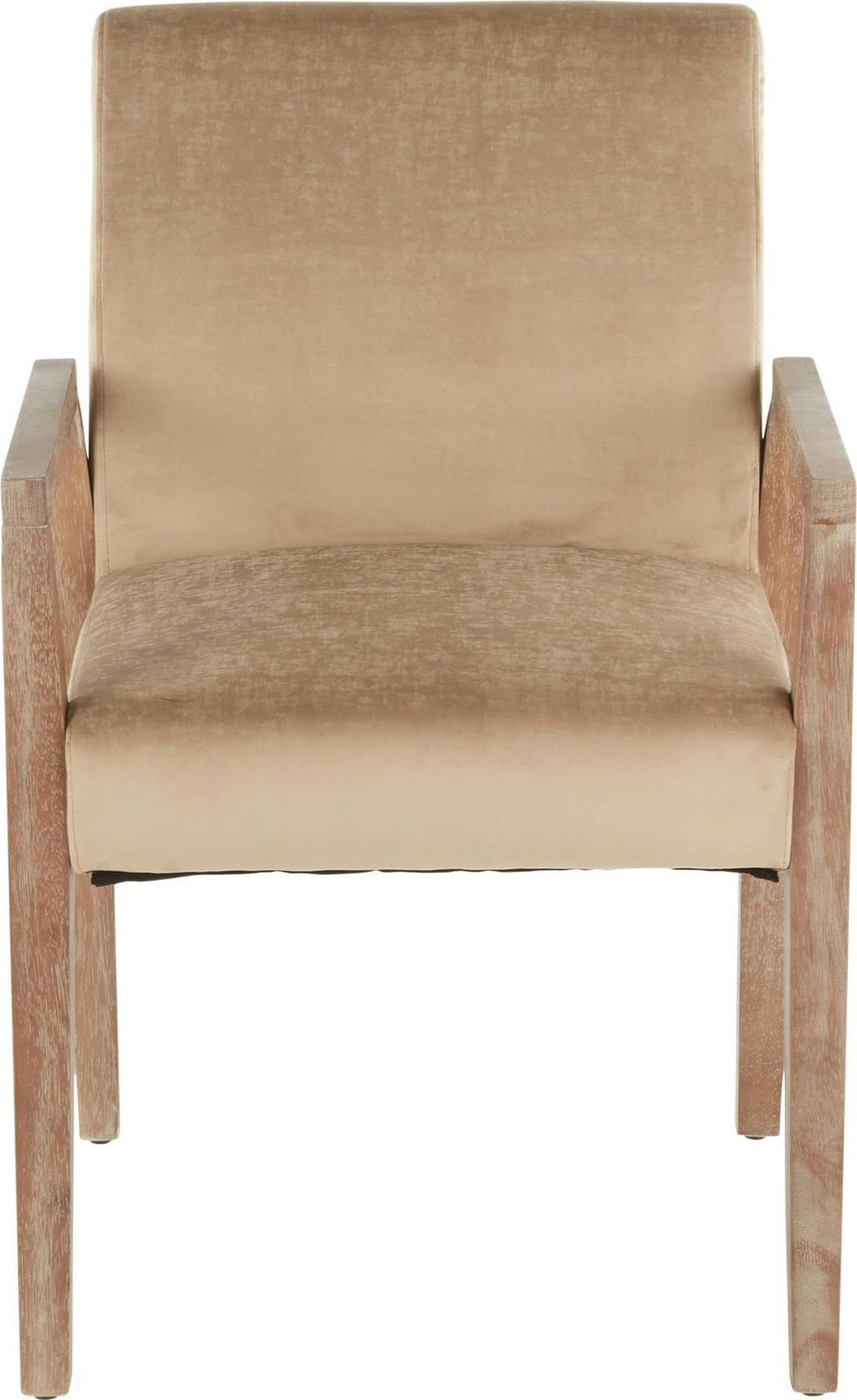 Crushed Brown Velvet White Washed Wood Dining Arm Chair Set of 2 K415