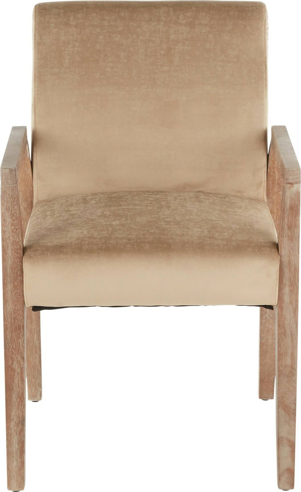 Crushed Brown Velvet White Washed Wood Dining Arm Chair Set of 2 K415