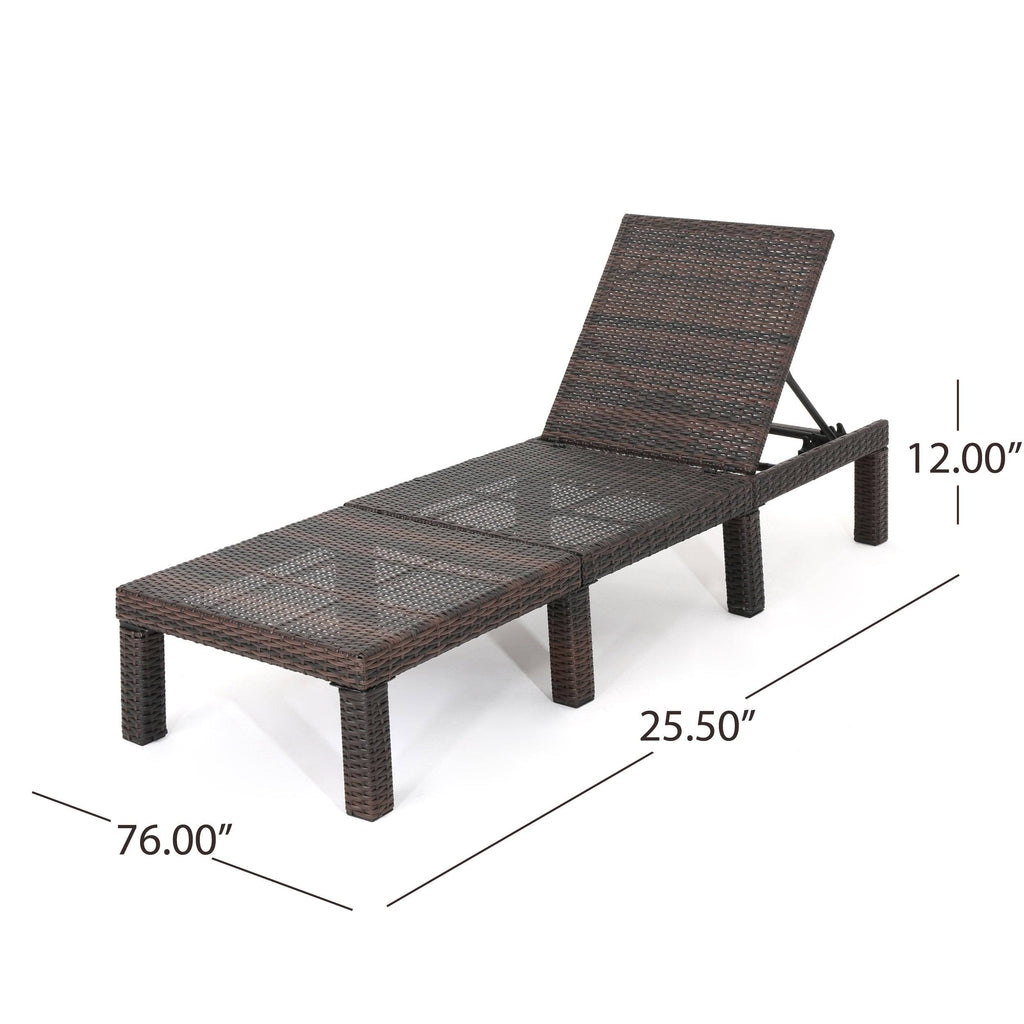 Brown Wicker Chaise Lounge Set of 4 R25187