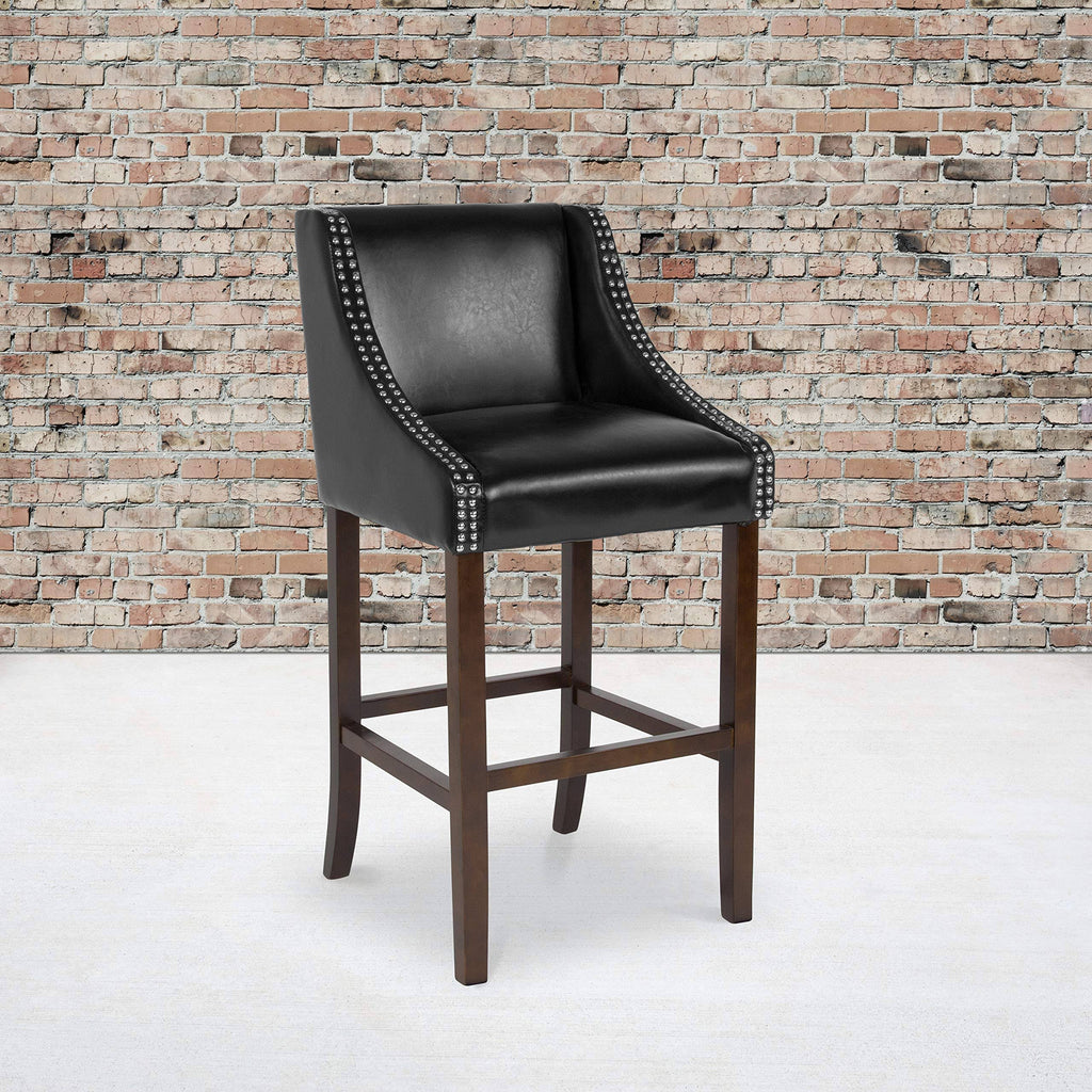 2 Pk. Walnut Barstool with Black Leather J241
