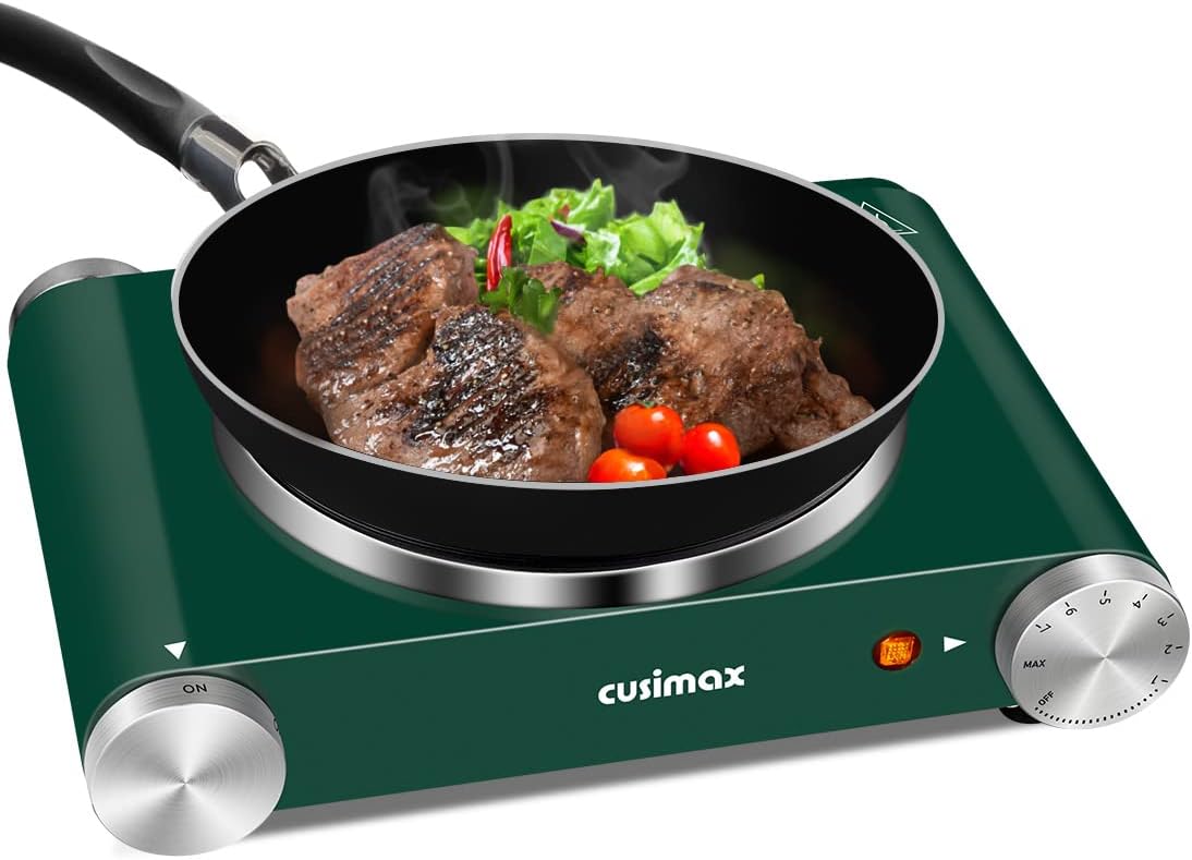 Double Burner 1800W Electric Hot Plate, Black Stainless Steel S633