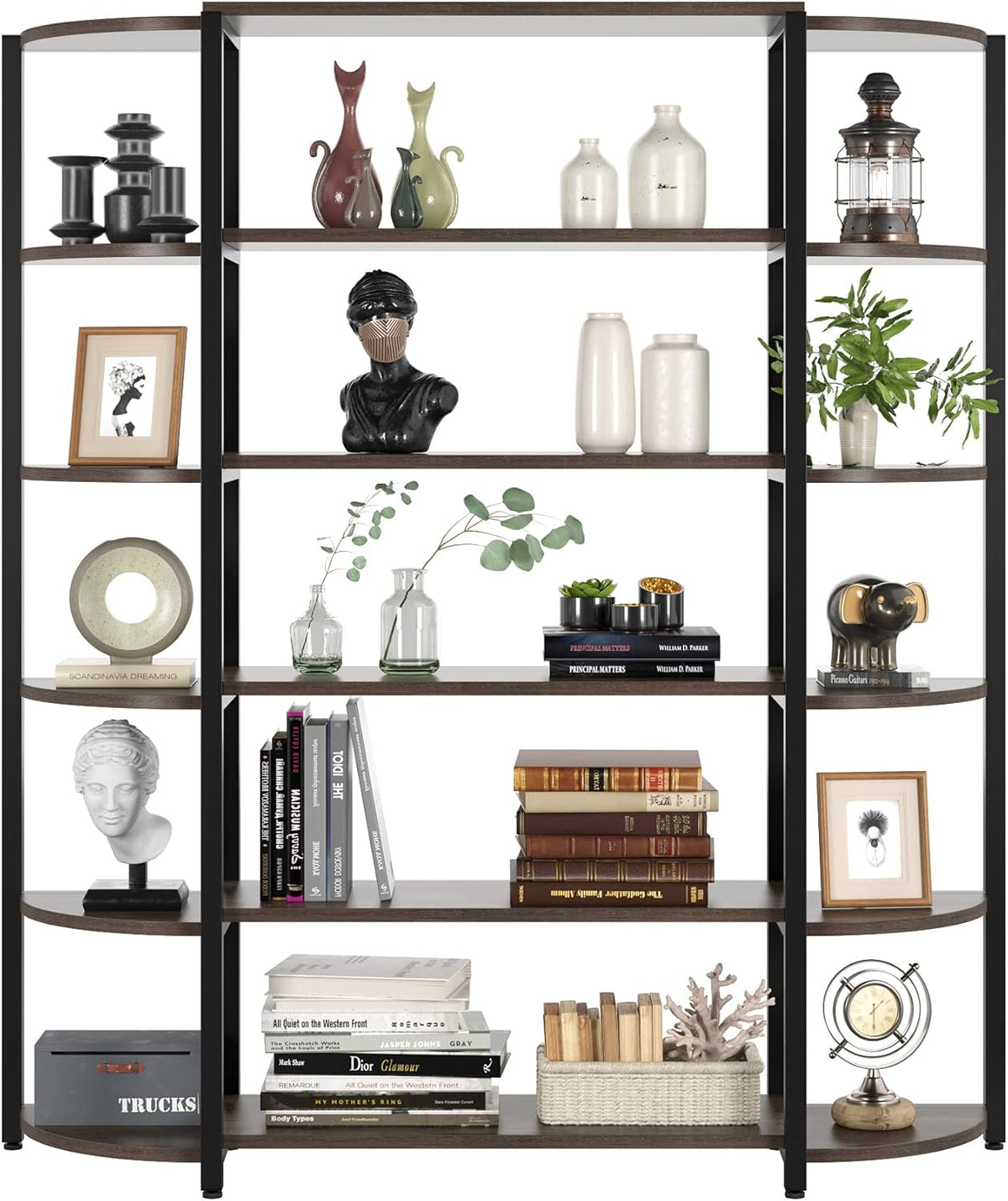 6-Tier Wooden Bookcase with Adjustable Feet L327