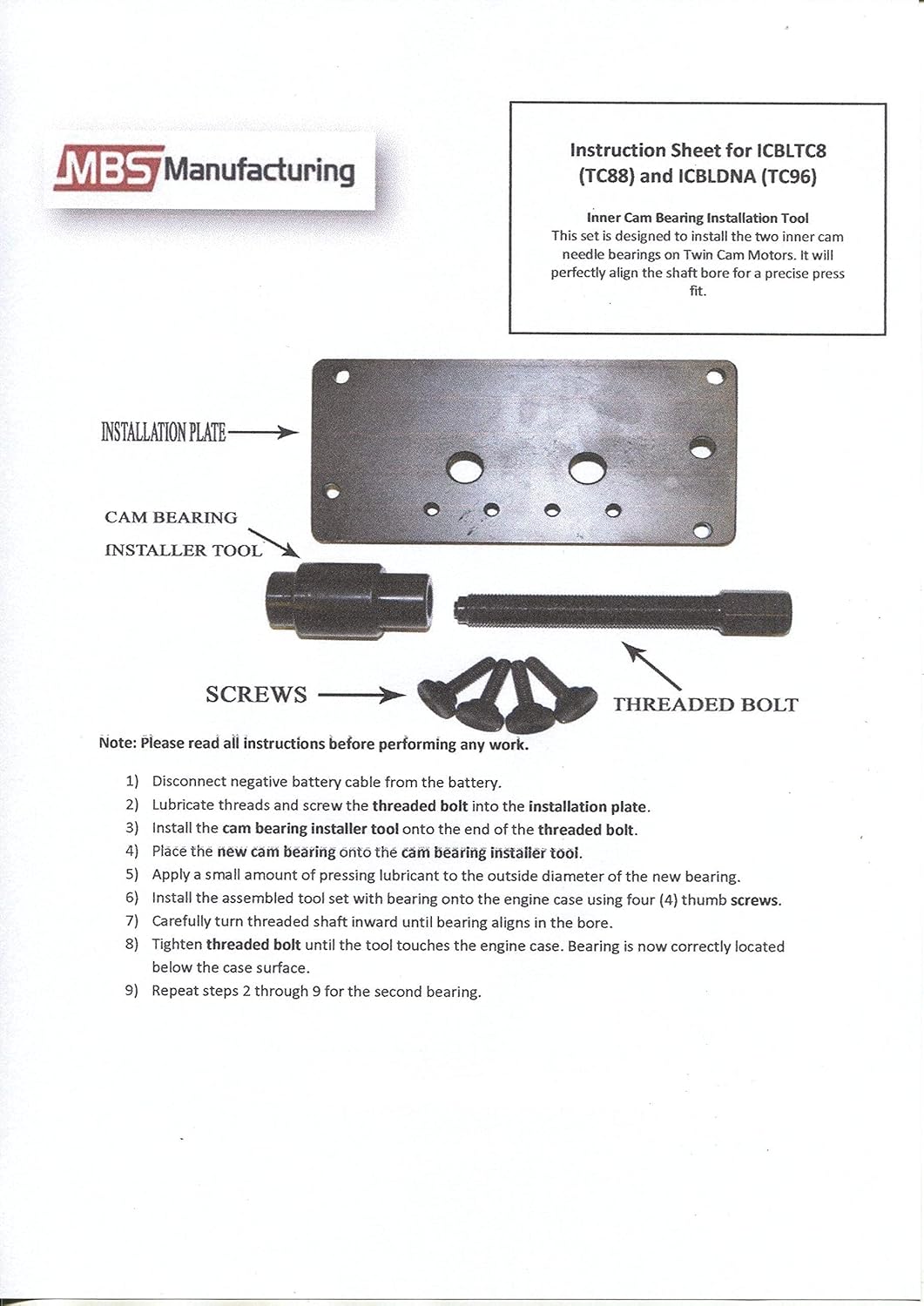 Twin Cam Inner Cam Bearing Installer and Puller Set U6685