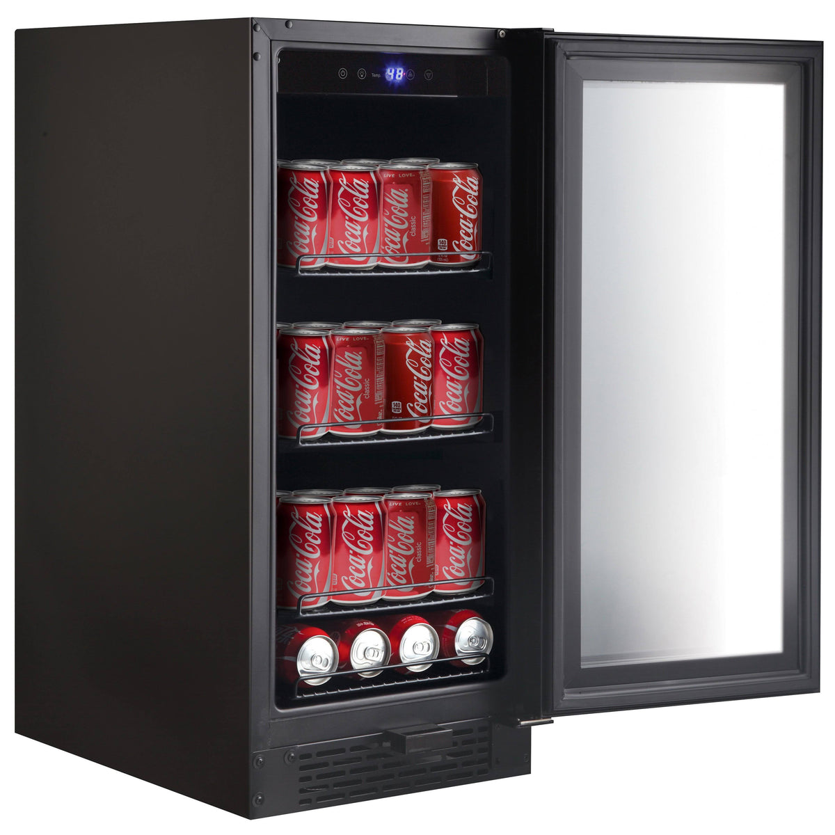Black Glass 80-Can 3.4 Cu ft. Beverage Refrigerator T3522