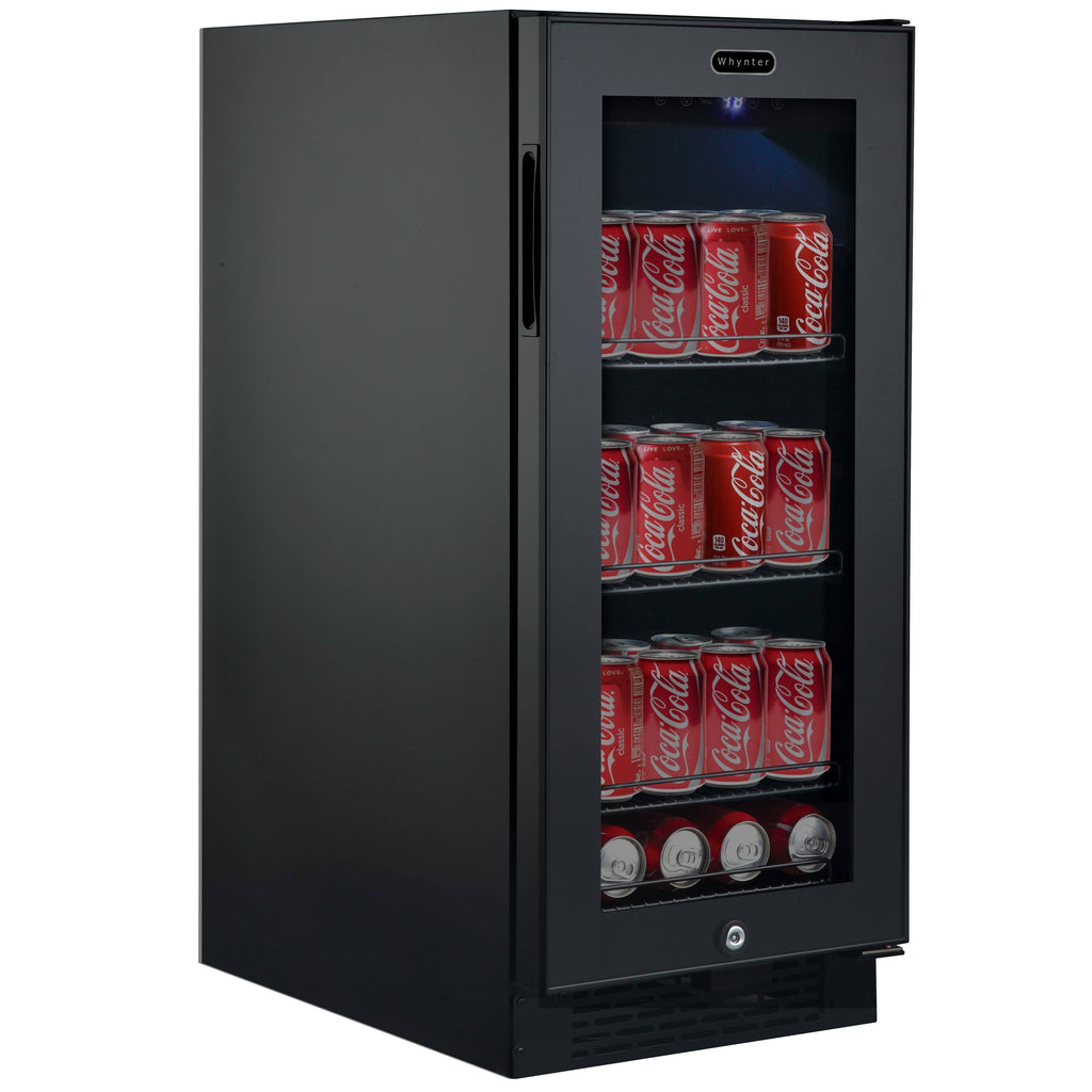 Black Glass 80-Can 3.4 Cu ft. Beverage Refrigerator T3522