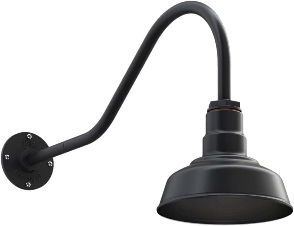 8 inch Dome 16 inch Gooseneck Galvanized Outdoor Wall Mounted Barn Light R640