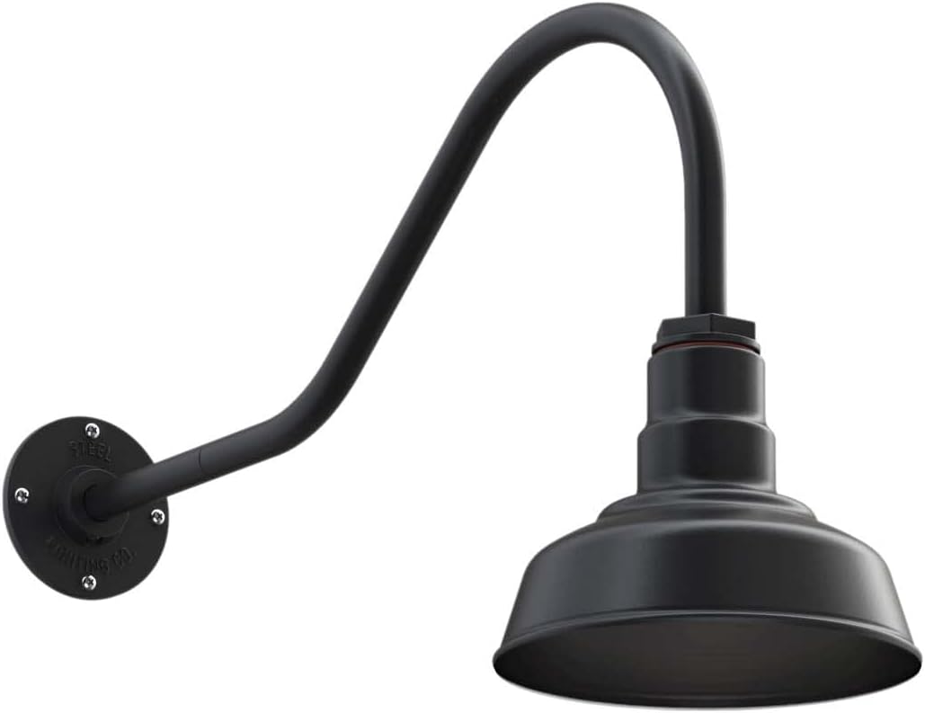 8 inch Dome 16 inch Gooseneck Galvanized Outdoor Wall Mounted Barn Light R640