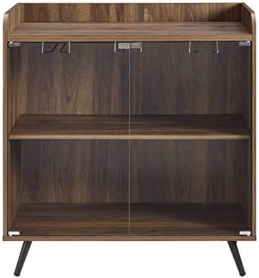 30 Glass Door Bar Cabinet in Dark Walnut F6104