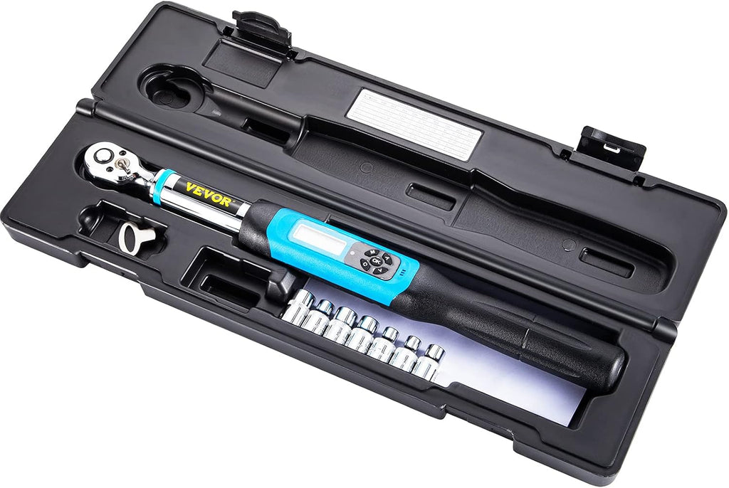3/8 Drive Digital Torque Wrench with Socket Set & Case Q82827