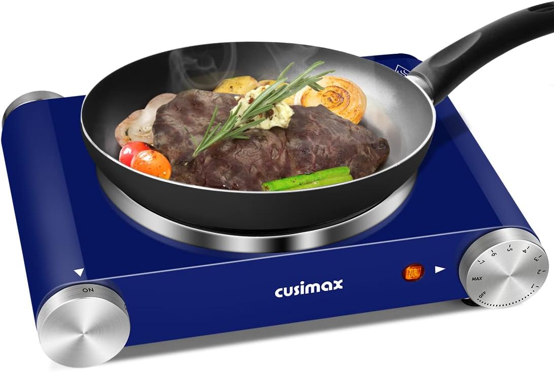 Double Burner 1800W Electric Hot Plate, Black Stainless Steel S633